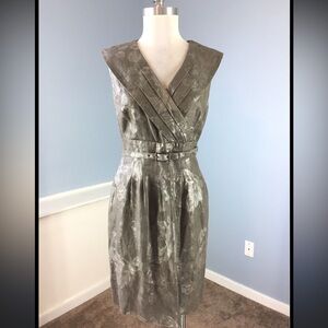 Classiques Entier Pewter and Silver Linen Sheath Dress